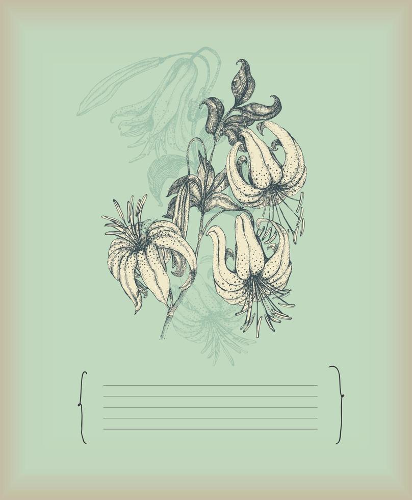 Vintage flower drawing vector