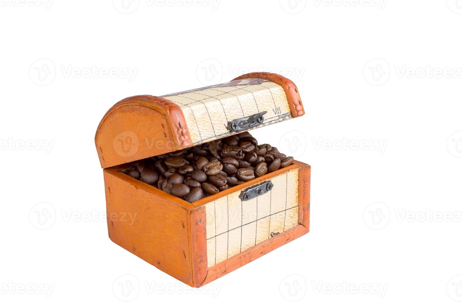 coffee beans and old treasure Chest photo