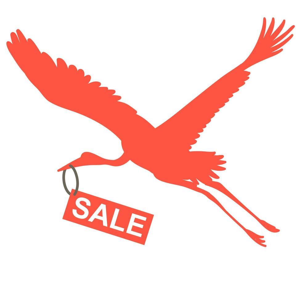 Bird sale sign crane shopping vector