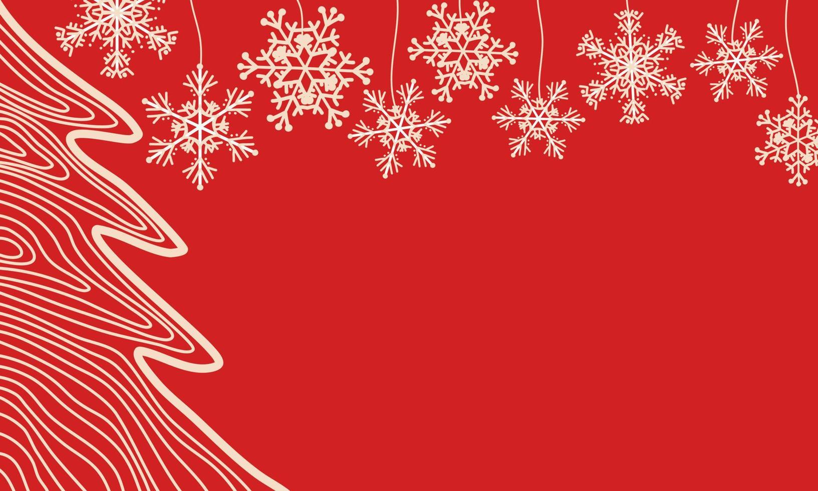 árbol de navidad copo de nieve decoración fondo rojo vector