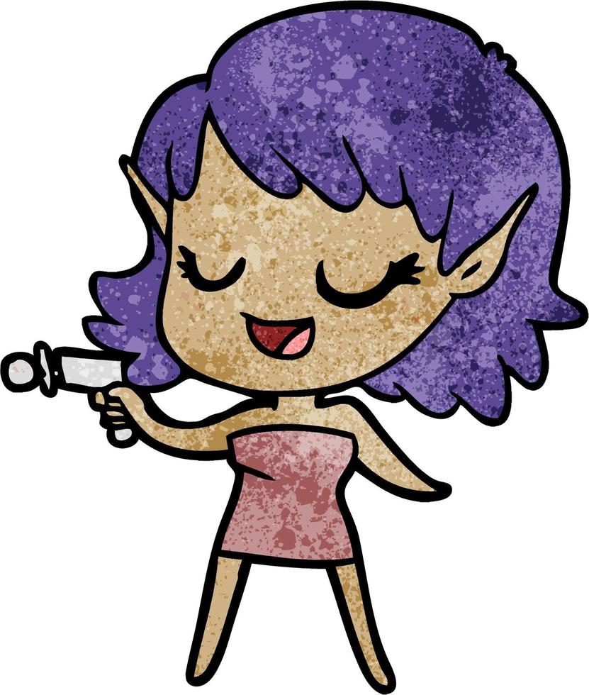 personaje de niña elfa vectorial en estilo de dibujos animados vector