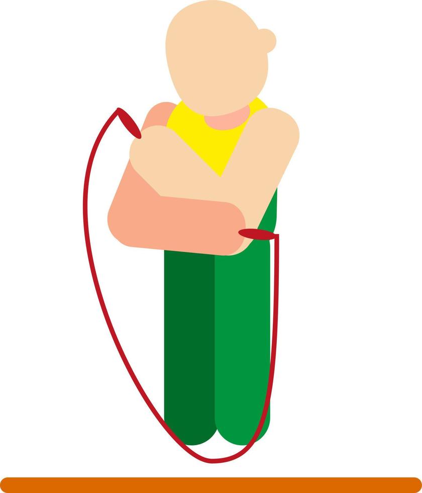 Athlete skipping rope, illustration, vector on a white background.