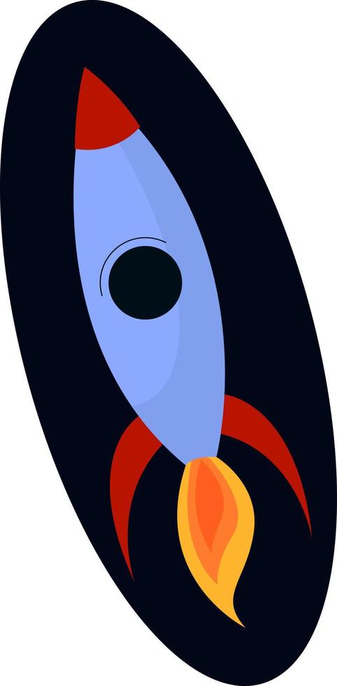 Blue space rocket, illustration, vector on white background.