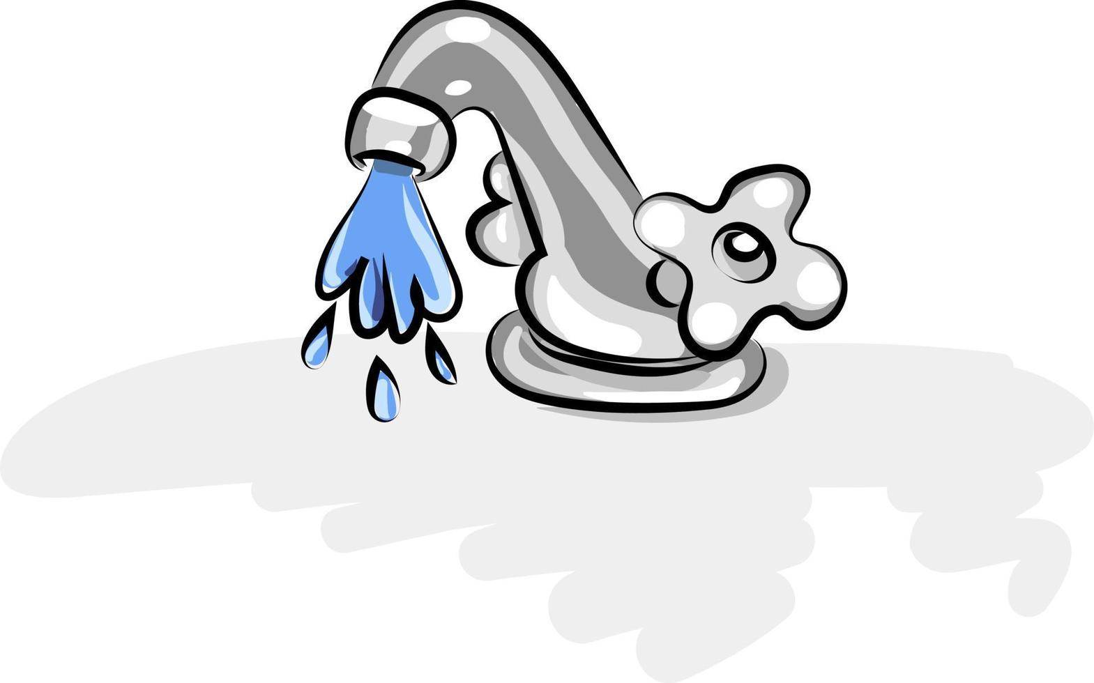 Water tap in bathroom, illustration, vector on white background.