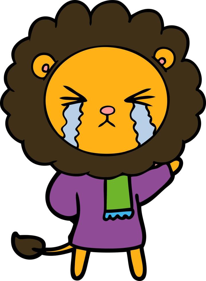 Cartoon lion crying vector