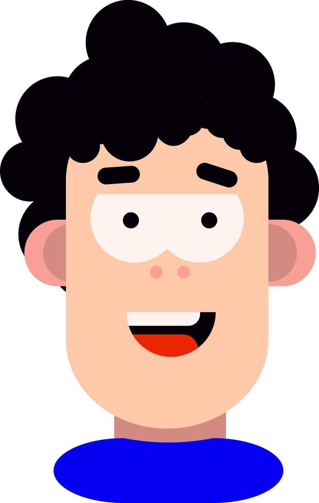 Guy in blue shirt, illustration, vector on a white background.
