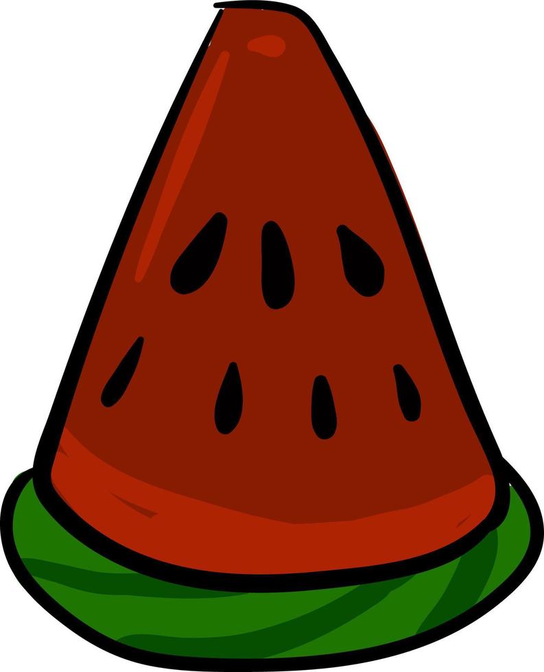 Watermelon piece, illustration, vector on white background.