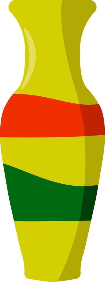 Yellow vase, illustration, vector on white background.