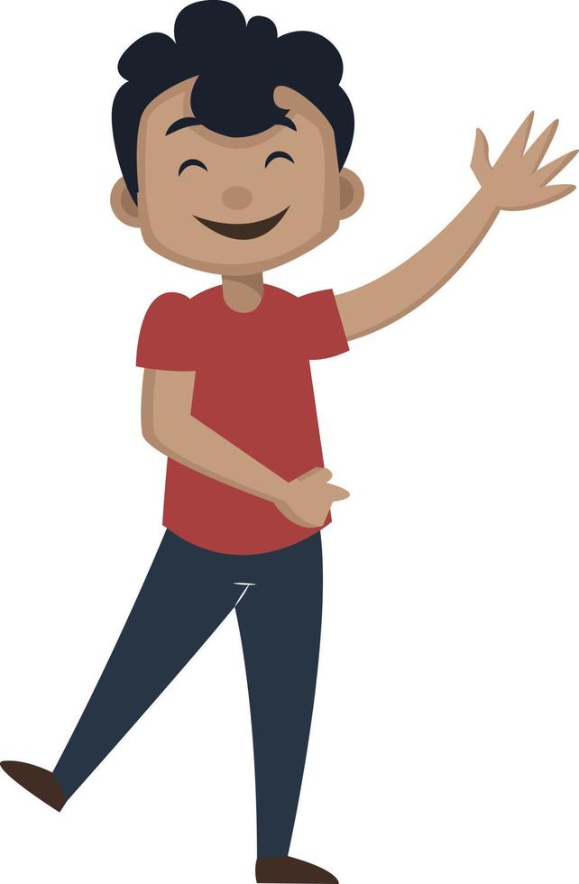 Boy is saying hello, illustration, vector on white background.
