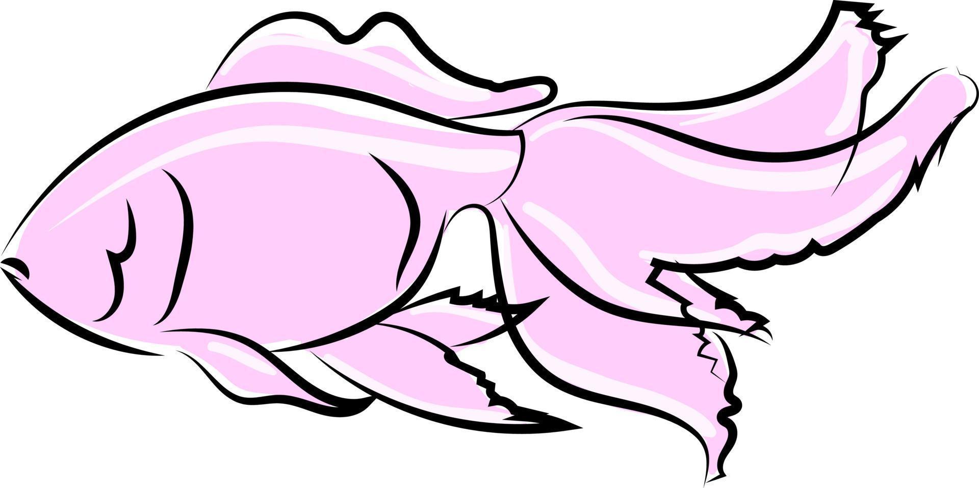 Pink fish, illustration, vector on white background.
