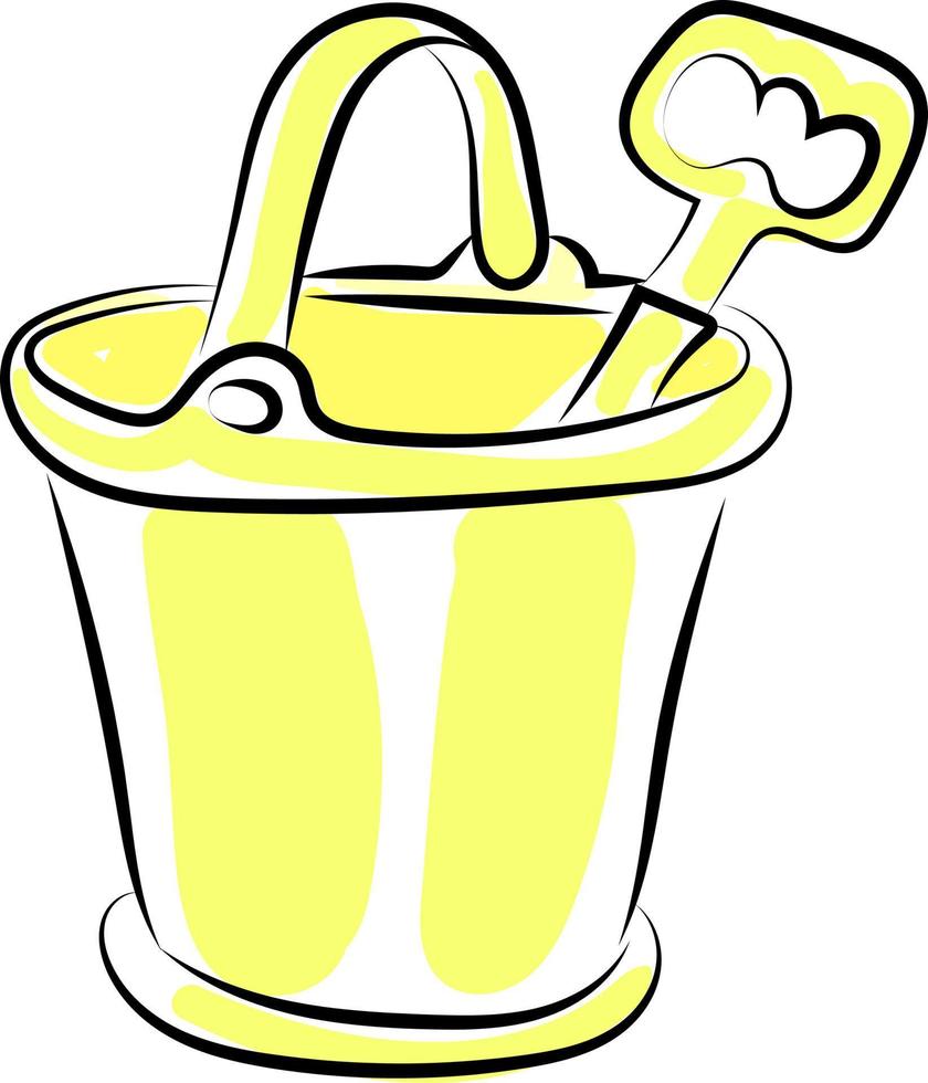 Sand bucket and shovel, illustration, vector on white background.