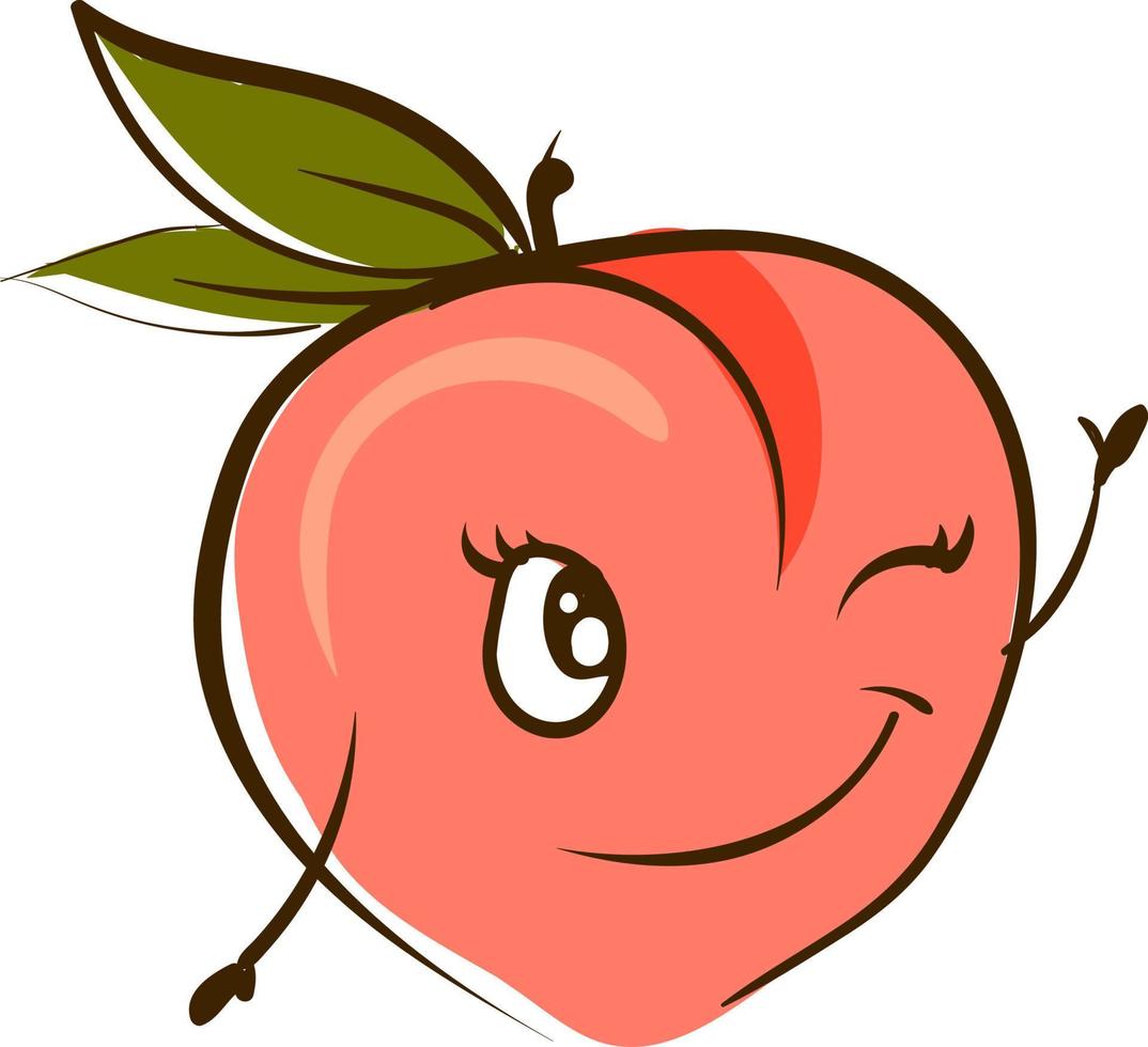 Peach guiño, ilustración, vector sobre fondo blanco.