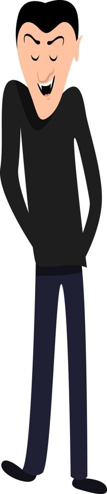 Vampire in black, illustration, vector on white background