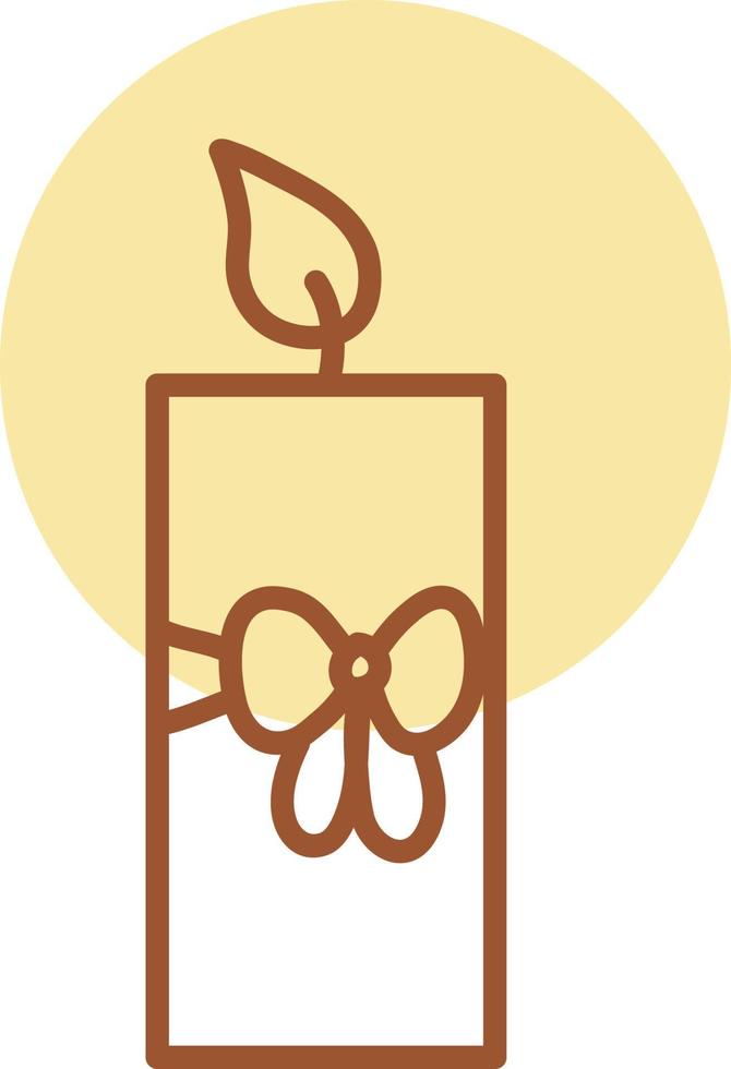 Birthday candle with bow, illustration, vector on a white background.