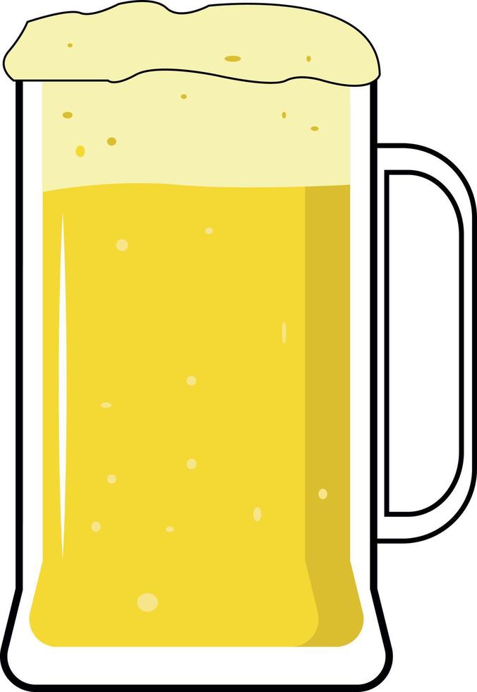 vaso de cerveza, ilustración, vector sobre fondo blanco.