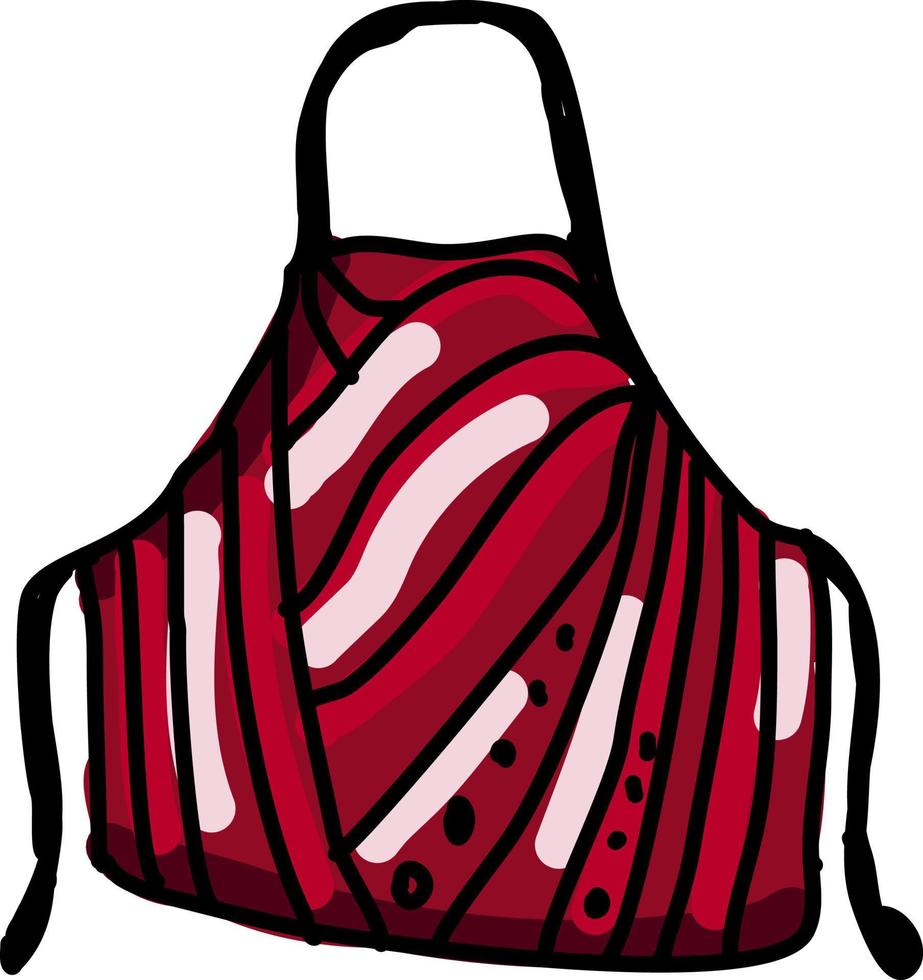 Red apron, illustration, vector on white background.