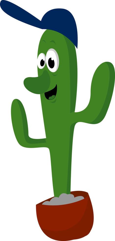 cactus verde, ilustración, vector sobre fondo blanco.