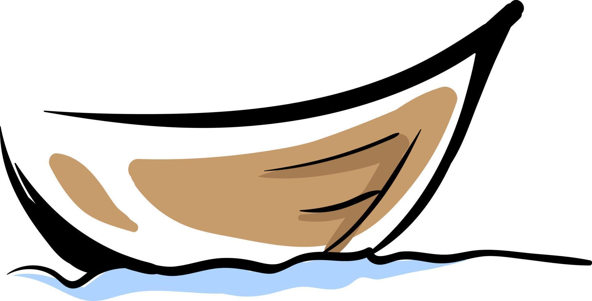 Wooden boat, illustration, vector on white background.