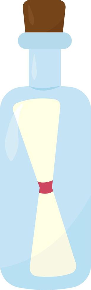 Bottle with letter , illustration, vector on white background