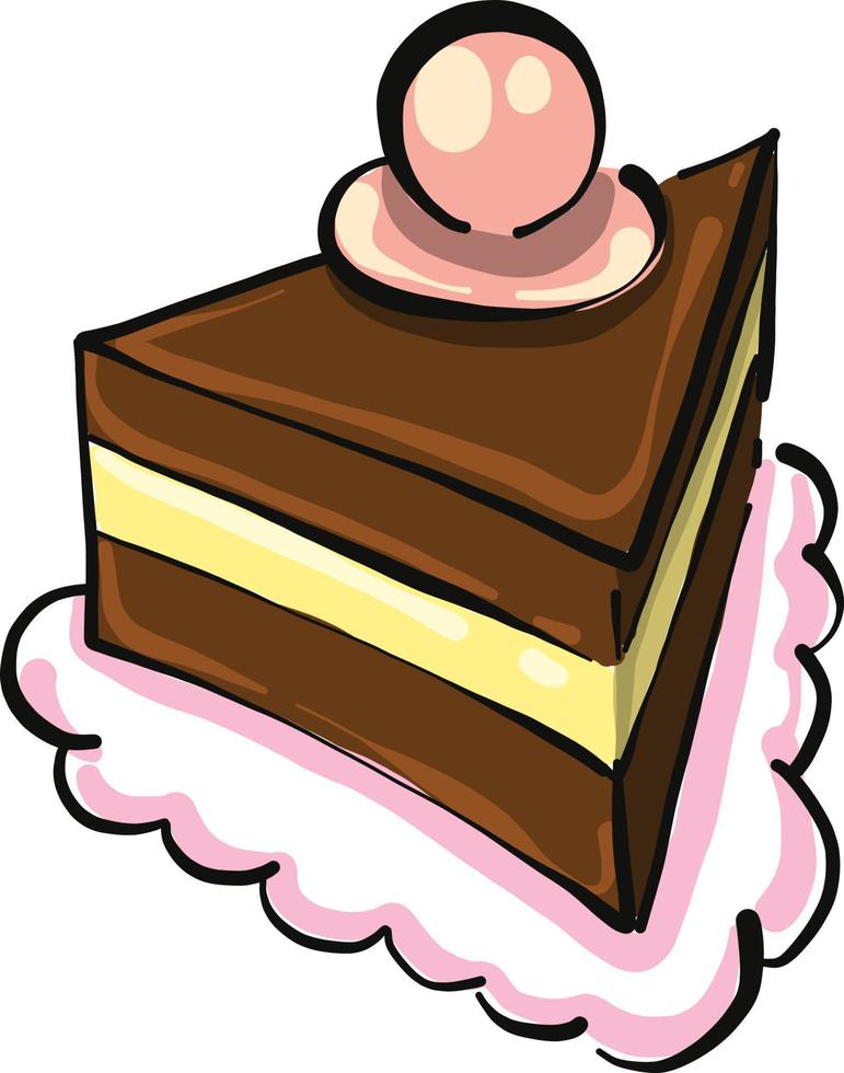 Slice of cake, illustration, vector on a white background.