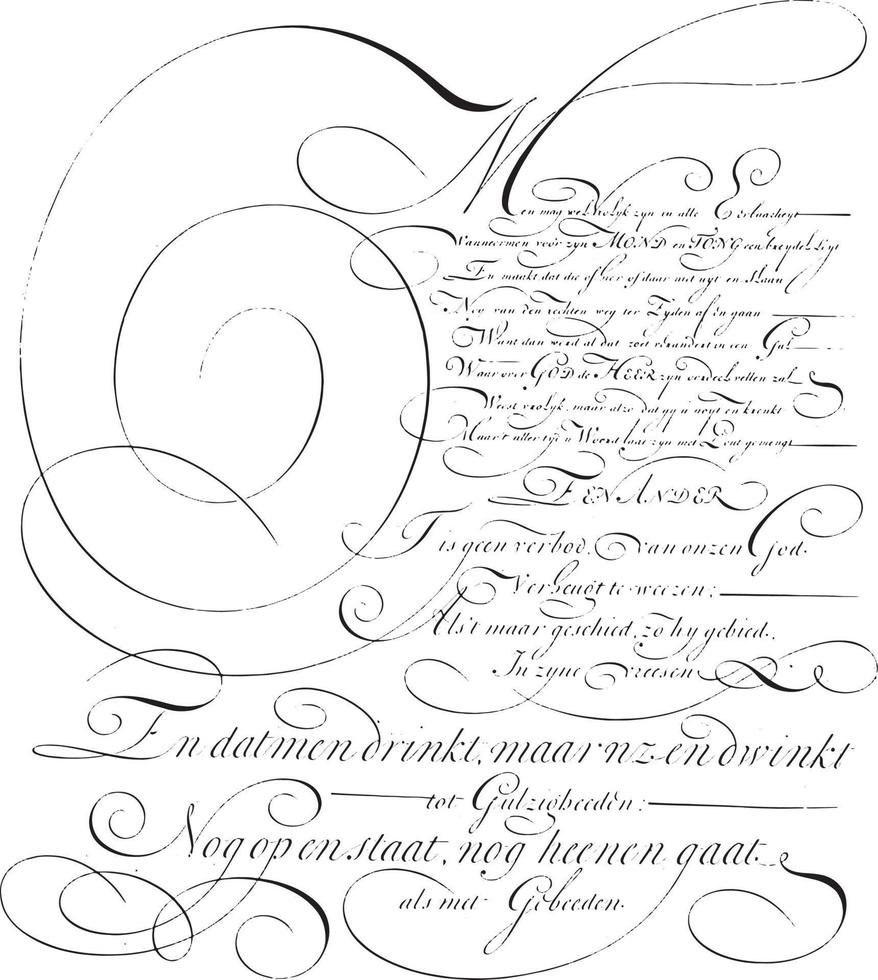 Writing example. One may, Ambrosius Perling, 1667 - 1718, vintage illustration. vector