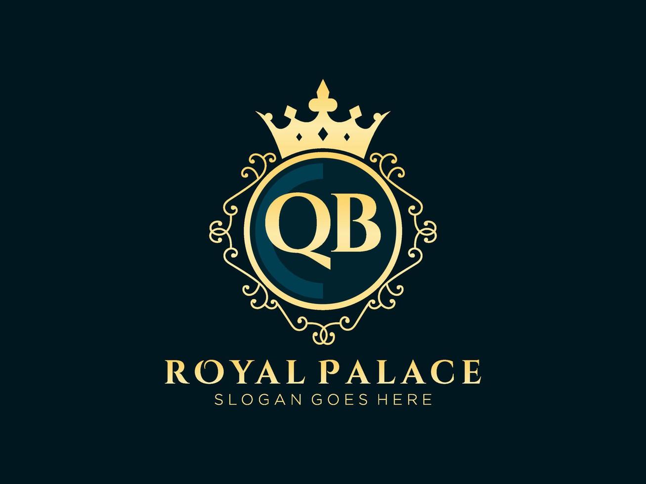 Letter QB Antique royal luxury victorian logo with ornamental frame. vector