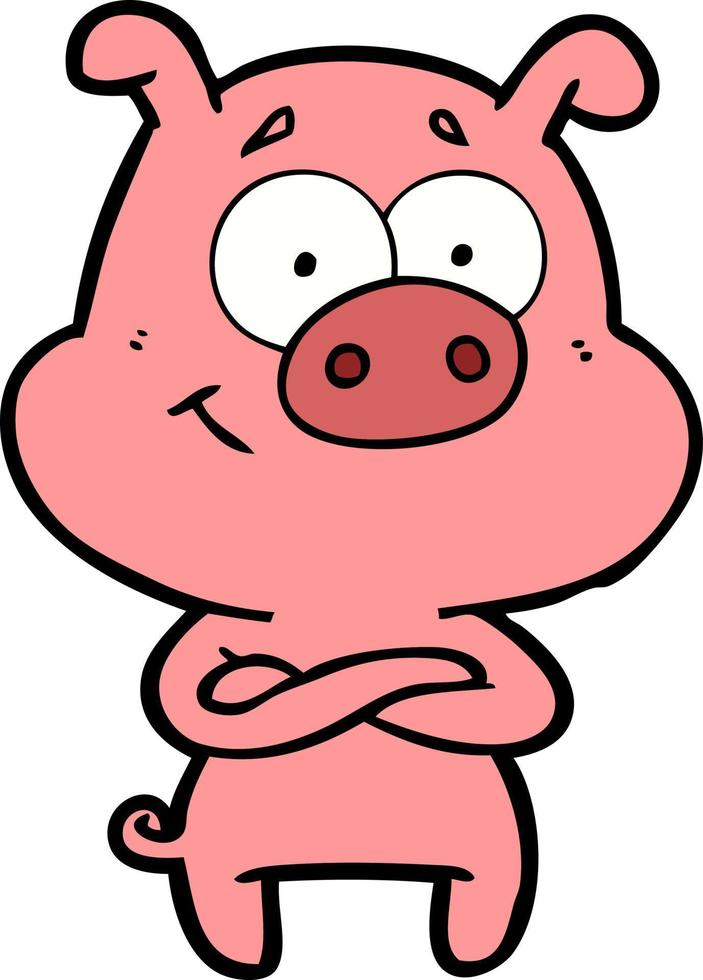 Cartoon happy pig vector