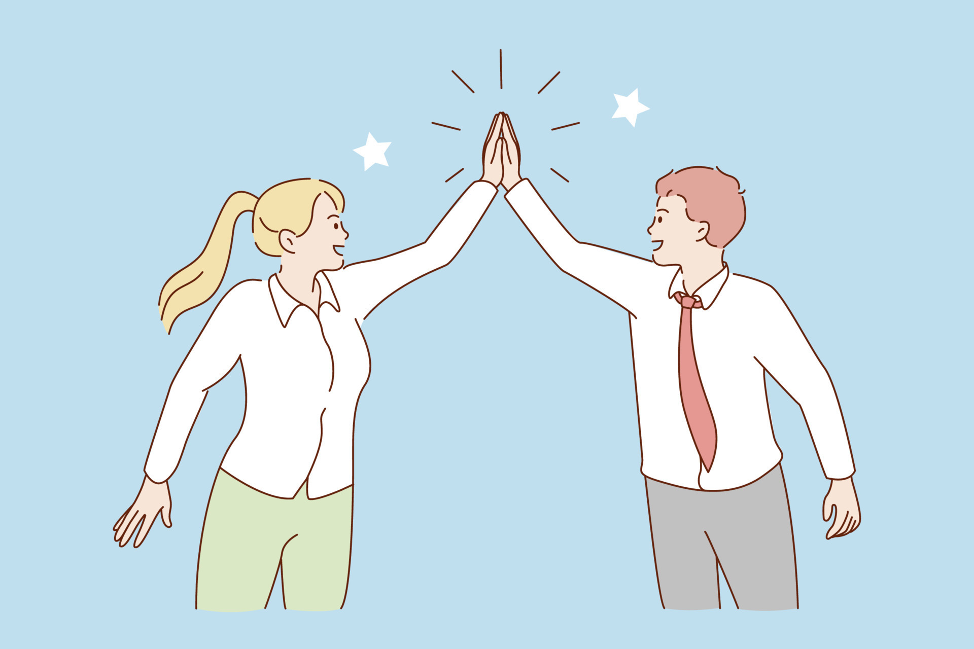 High Five Cooperative Men And Women Illustration Clapping PNG