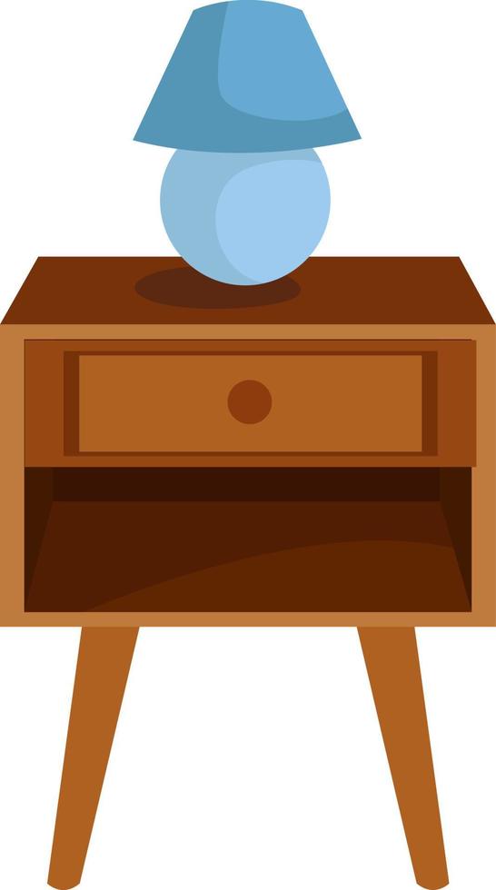 Wooden night stand, illustration, vector on white background.