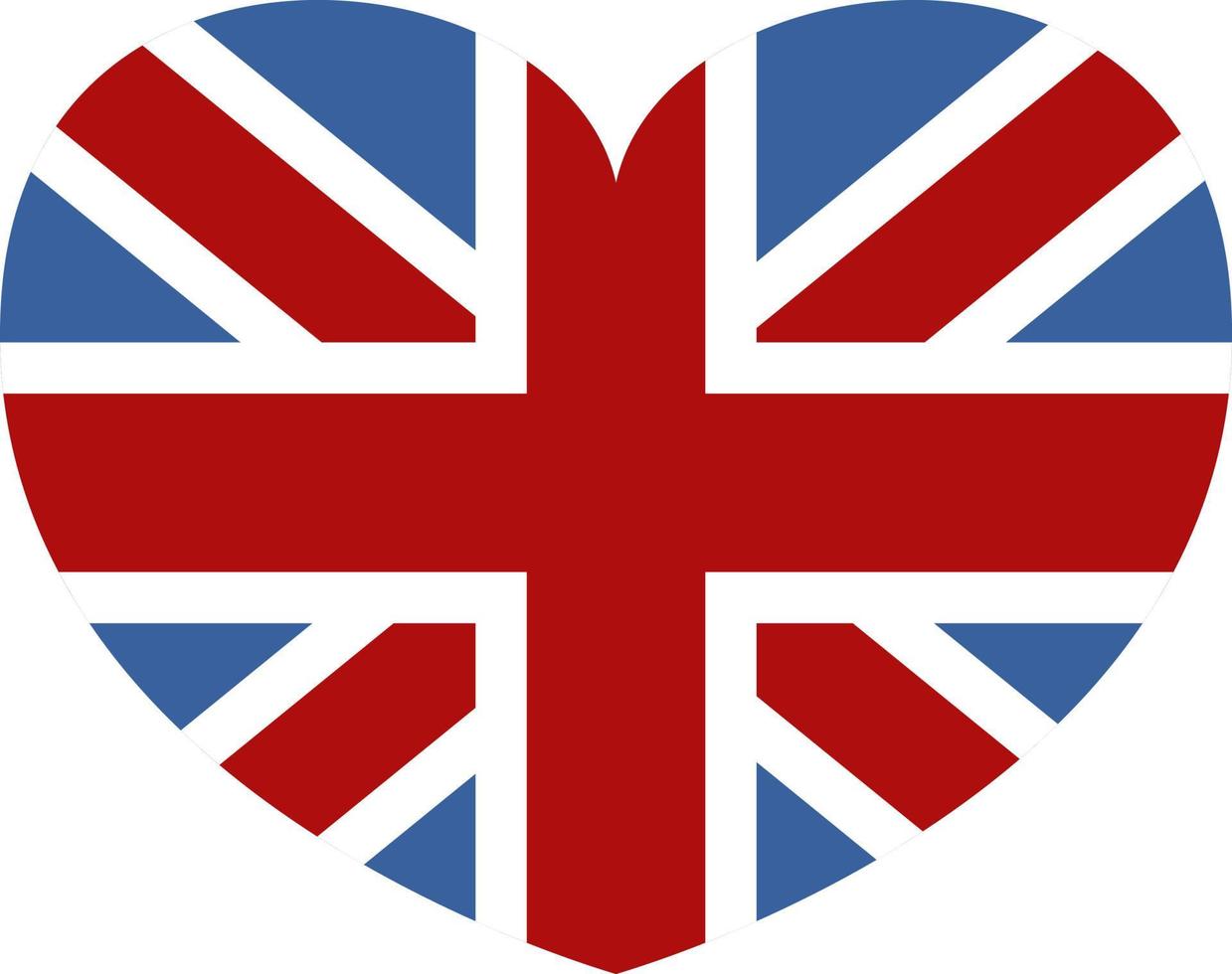Inglaterra bandera en forma de corazón, icono de ilustración, vector sobre fondo blanco.