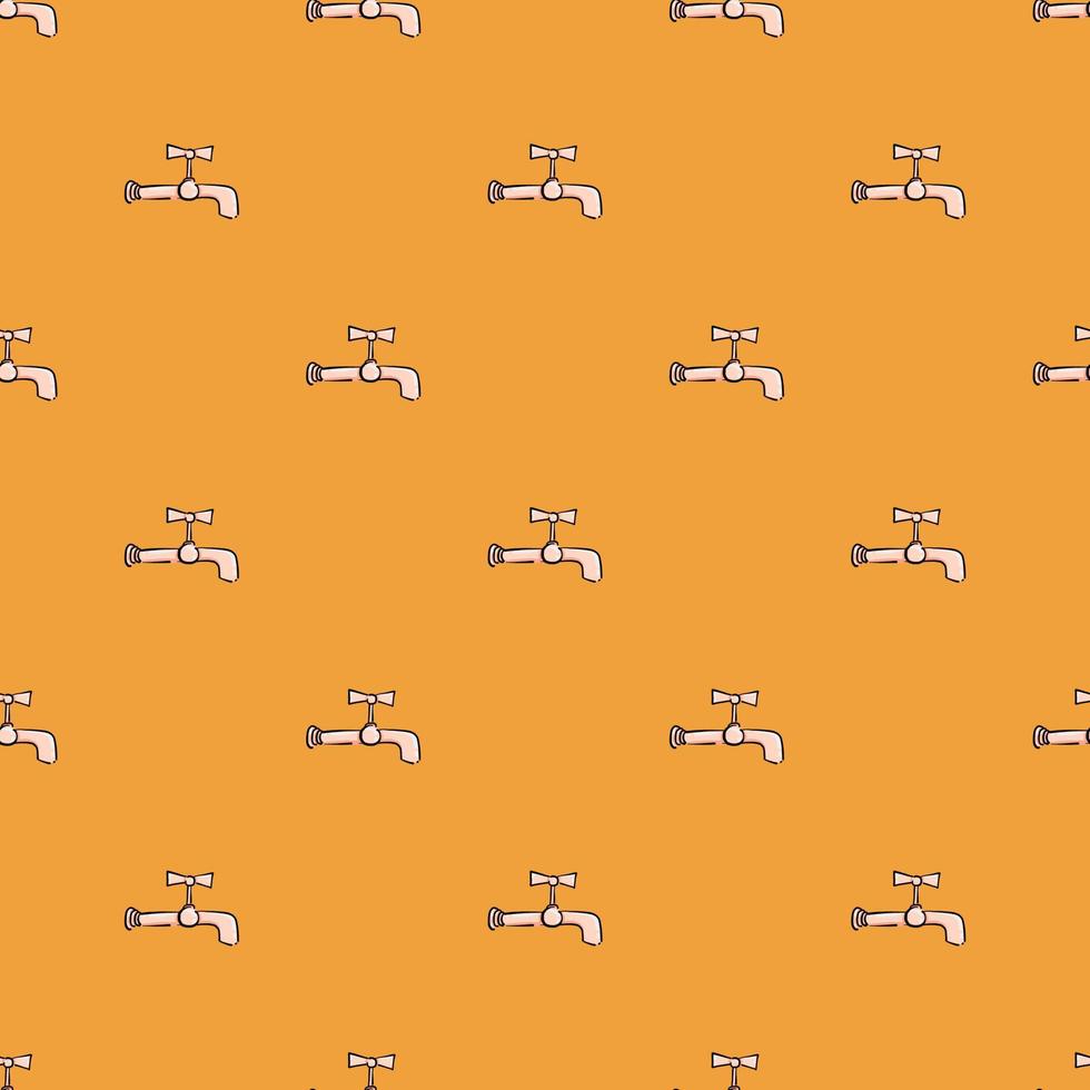 Water tap ,seamless pattern on orange background. vector