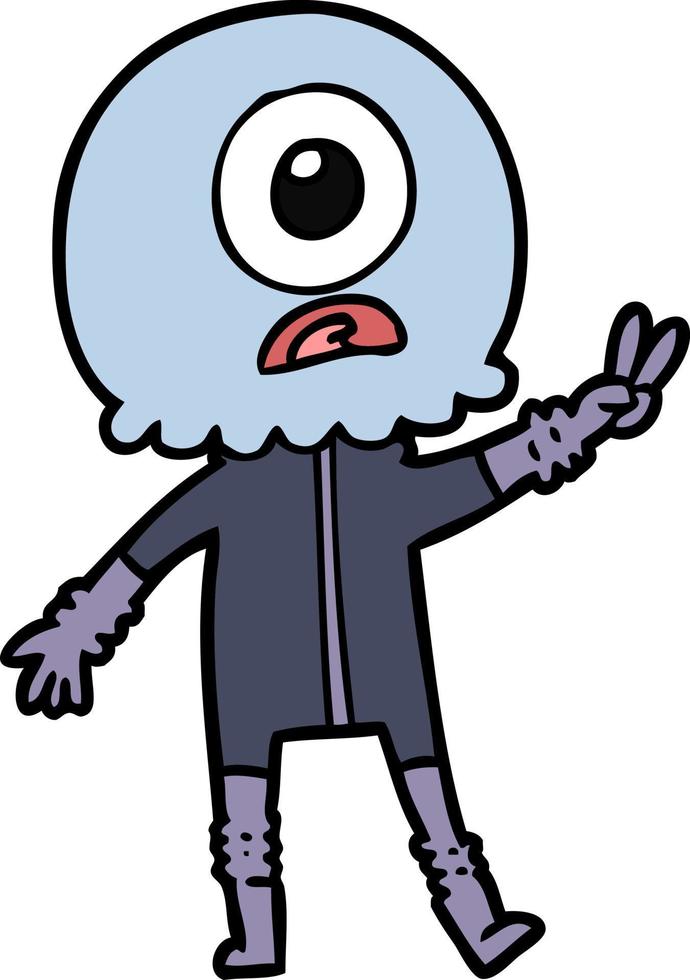 Cartoon cyclops alien vector
