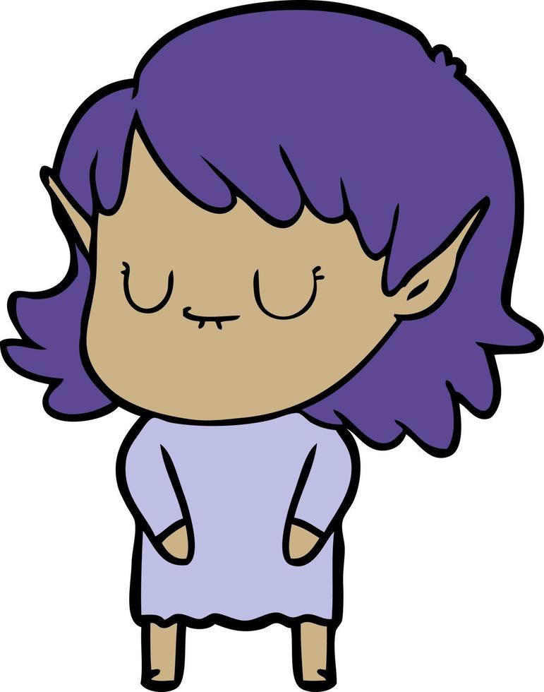 Vector elf girl character in cartoon style