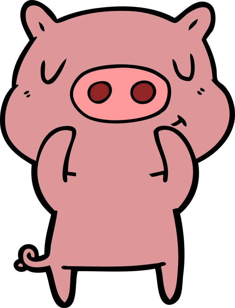 Cartoon happy pig vector