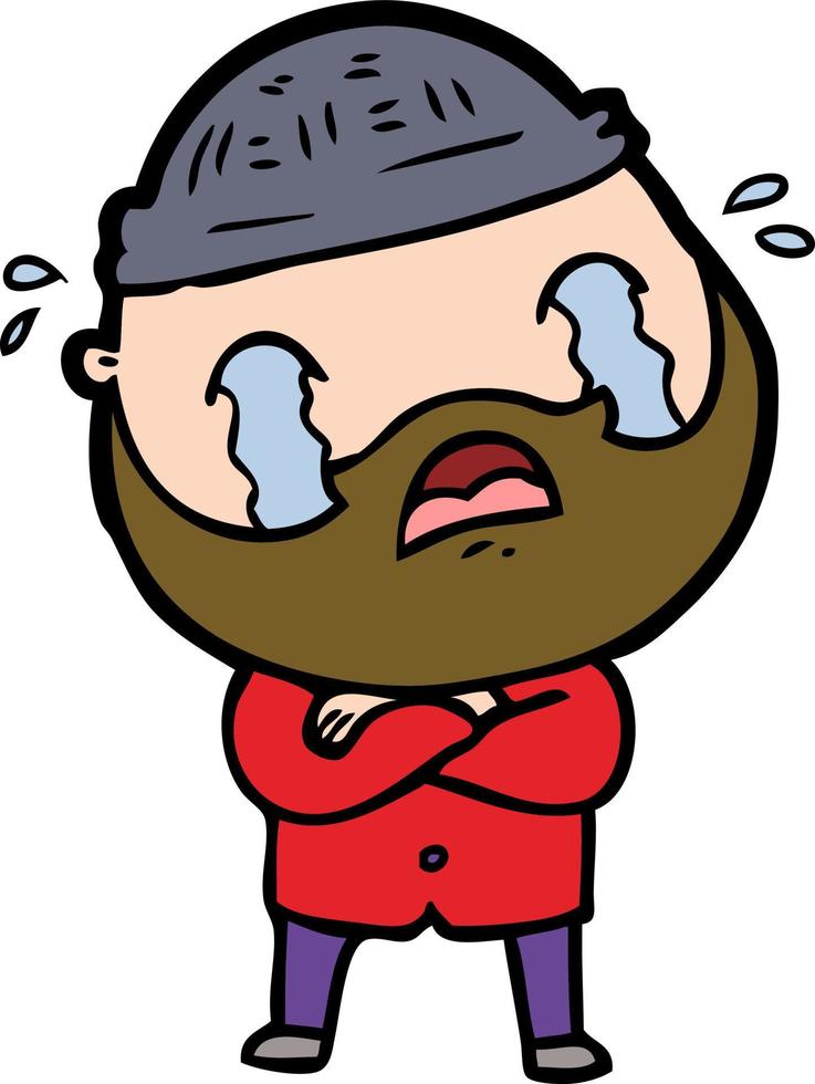 Cartoon man with beard crying vector