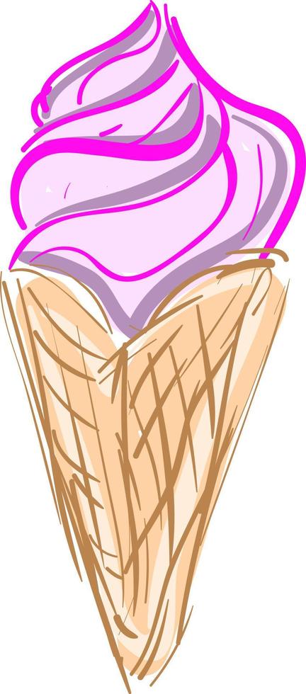 Pink ice cream, illustration, vector on white background.