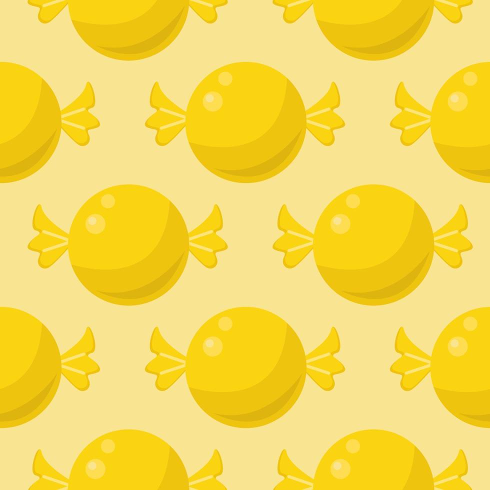 Yellow candy pattern, illustration, vector on white background.