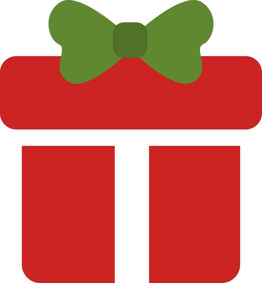 Red giftbox with green bow, illustration, vector on a white background.