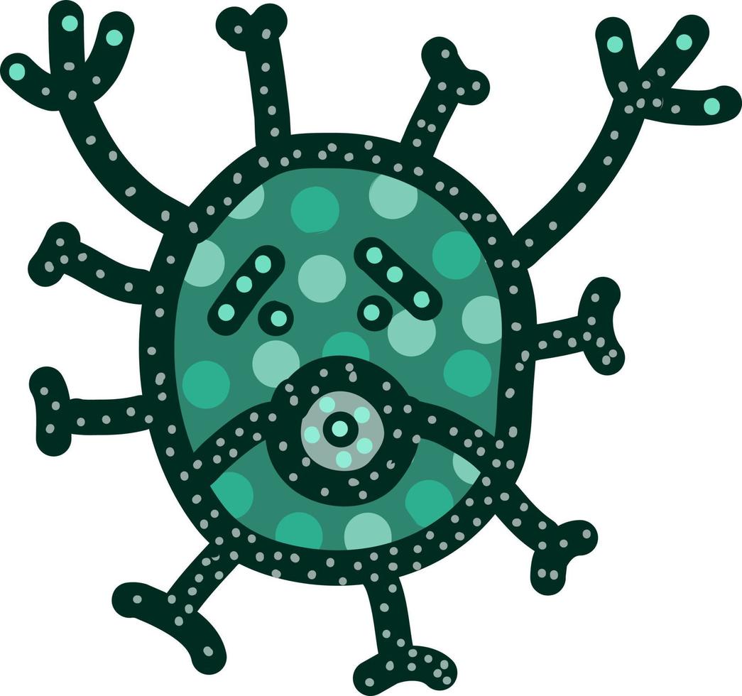 virus con máscara, ilustración, vector sobre fondo blanco