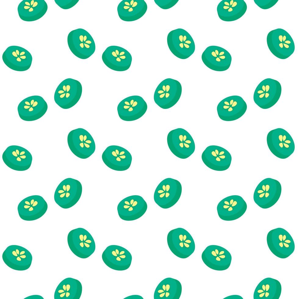 Cucumber slices ,seamless pattern on white background. vector