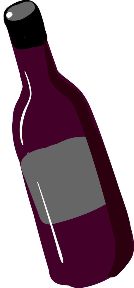 Bottle of wine, illustration, vector on white background.