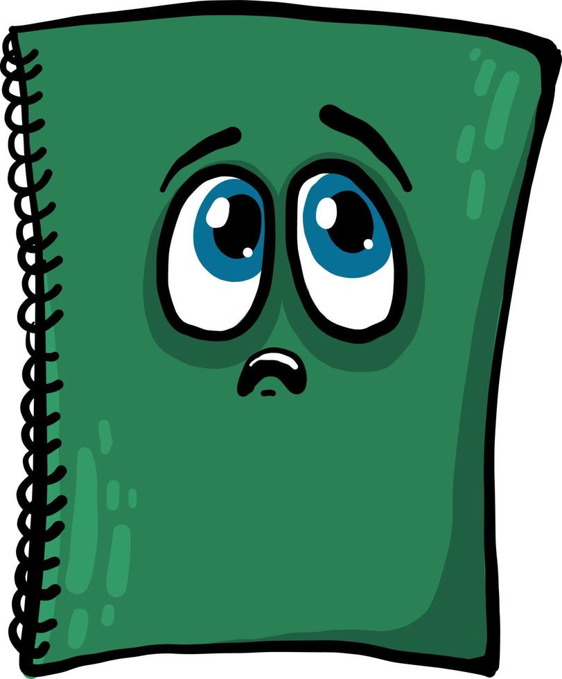 Cuaderno verde, ilustración, vector sobre fondo blanco.