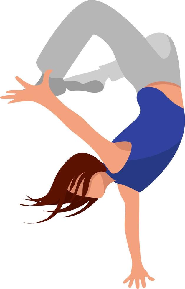 Girl breakdancing , illustration, vector on white background