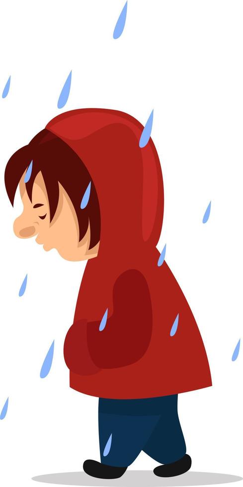 Girl in red raincoat, illustration, vector on white background