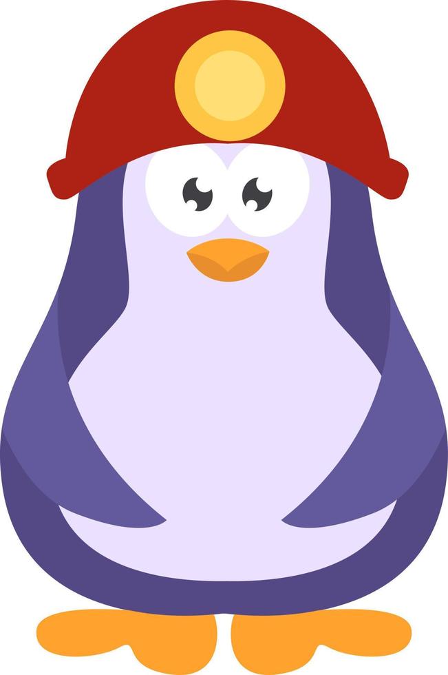 Firefighter penguin, icon illustration, vector on white background