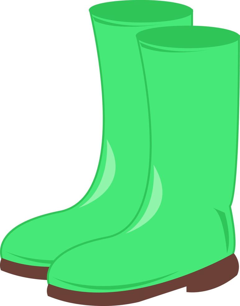 Green boots, illustration, vector on white background.
