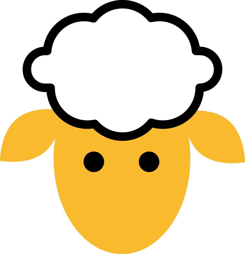 Yellow sheep, illustration, vector on a white background.