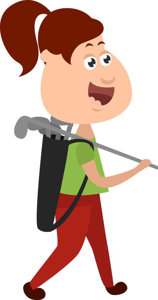 Playing golf, illustration, vector on white background.