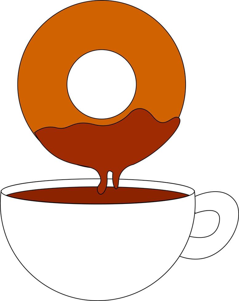 Coffee and donuts, illustration, vector on white background.