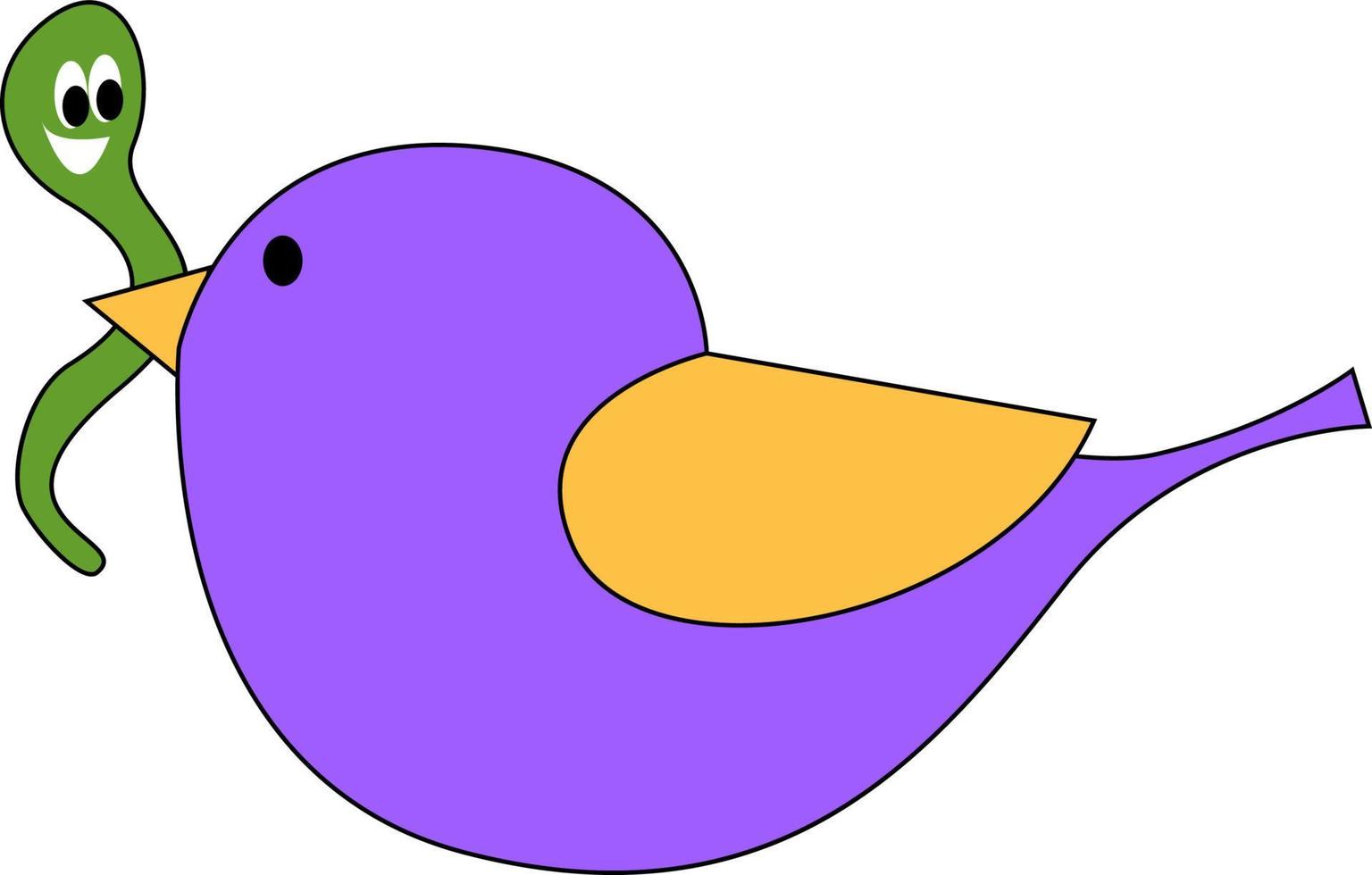 Bird and worm, illustration, vector on white background